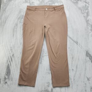 Women with Control Pants Womens XL Tan High Rise Slim Leg Tapered Stretch Cotton